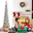 thumbnail image 2 of Árbol de Navidad HMASYO Tinsel de 1,5 m con 50 luces LED y lentejuelas, 2 of 7