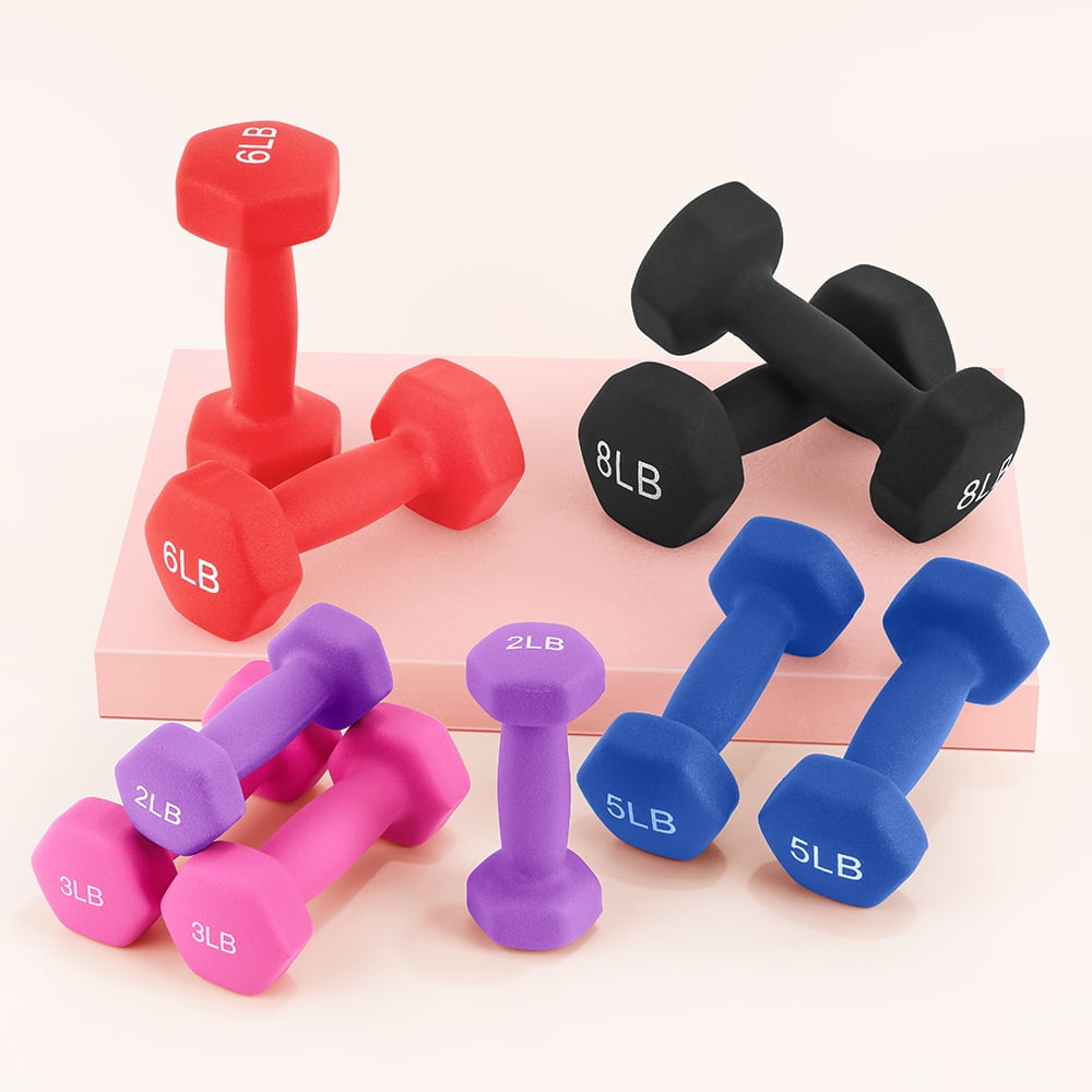 ARVAKOR Weights Dumbbells Set for Women, 2-8 Pound Dumbbells Set of 2, Non-Slip Hand Weights for Home Workouts, Portable Strength Training Neoprene dumbbells