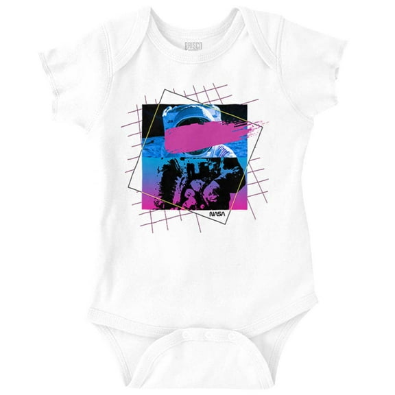 Vaporwave Aesthetic NASA Astronaut Romper Boys or Girls Infant Baby Brisco Brands 18M