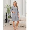 thumbnail image 2 of EKOUAER Zipper Robes for Women 3/4 Sleeve Housecoats Knee Length Bathrobe Lightweight Nightgown with Pockets, 2 of 6