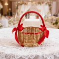 thumbnail image 5 of Woven Flower Basket Elegant Rustic Bows Large Capacity Lightweight Portable Basket for Storage,Weddings and Picnic (Red, 15cmx24cm), 5 of 6