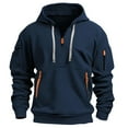 thumbnail image 2 of Tactical Hoodies for Men Military Quarter Zip Pullover Cargo Hoodie Fleece Lined Sweatshirt with Pockets Navy M, 2 of 4