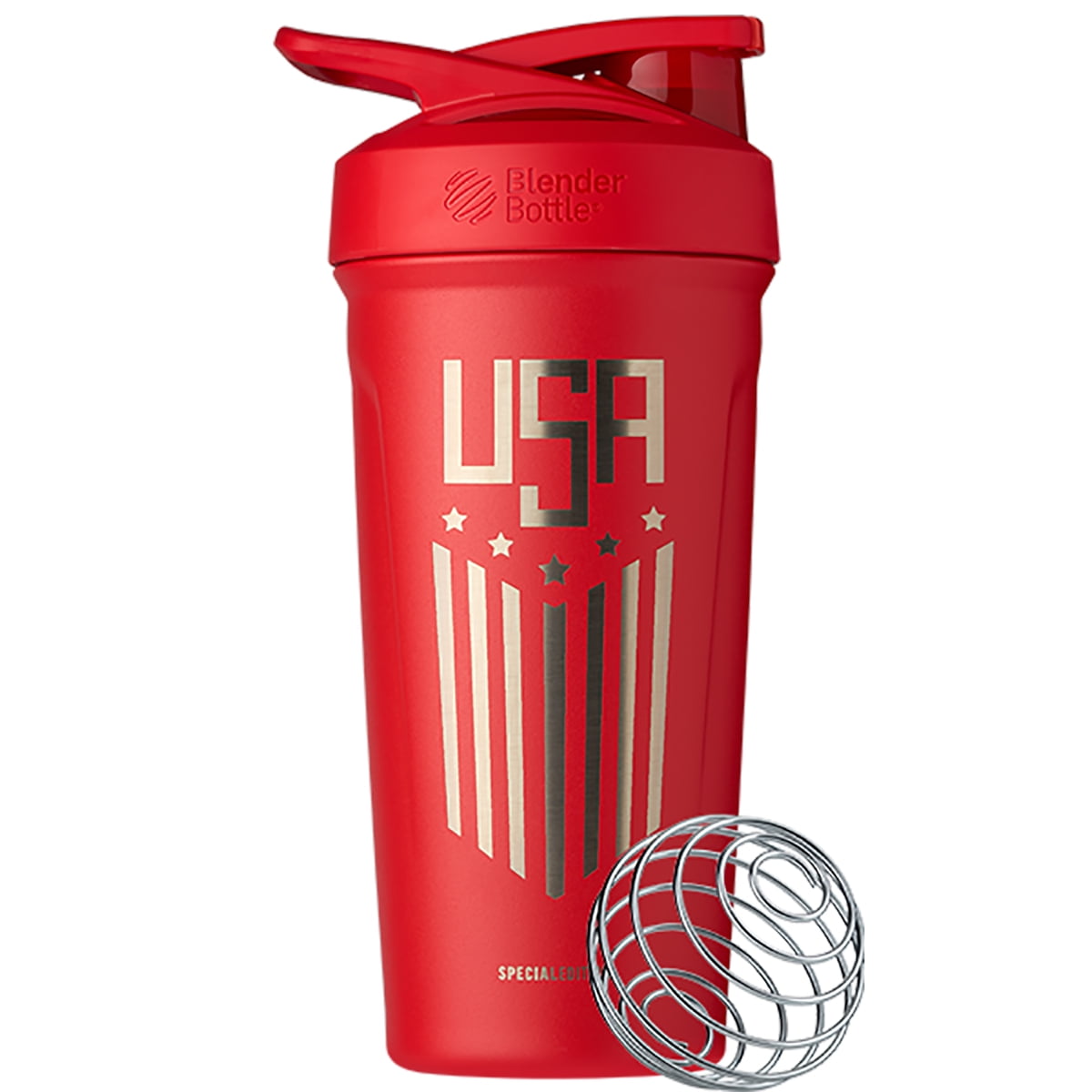 Blender Bottle USA Strada 24 oz. Insulated Stainless Steel Shaker Red