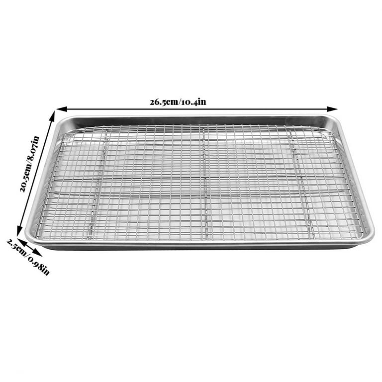 Checkered Chef Stainless Steel Half Sheet 18x13 Inch Baking Pan And 17x12  Inch Cooling Rack Kitchen Cookware Set, Oven And Dishwasher Safe : Target