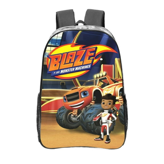 Blaze And The Monster Machines Clear Backpack 16 Inch Large Capacity PVC Transparent Laptop Bags for Adults, See Through Clear Bookbag for School Sports Work Travel College