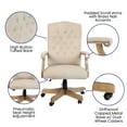 thumbnail image 4 of Flash Furniture Derrick Microfiber Tufted Farmhouse Office Chair with Driftwood Base, Ivory, 4 of 14