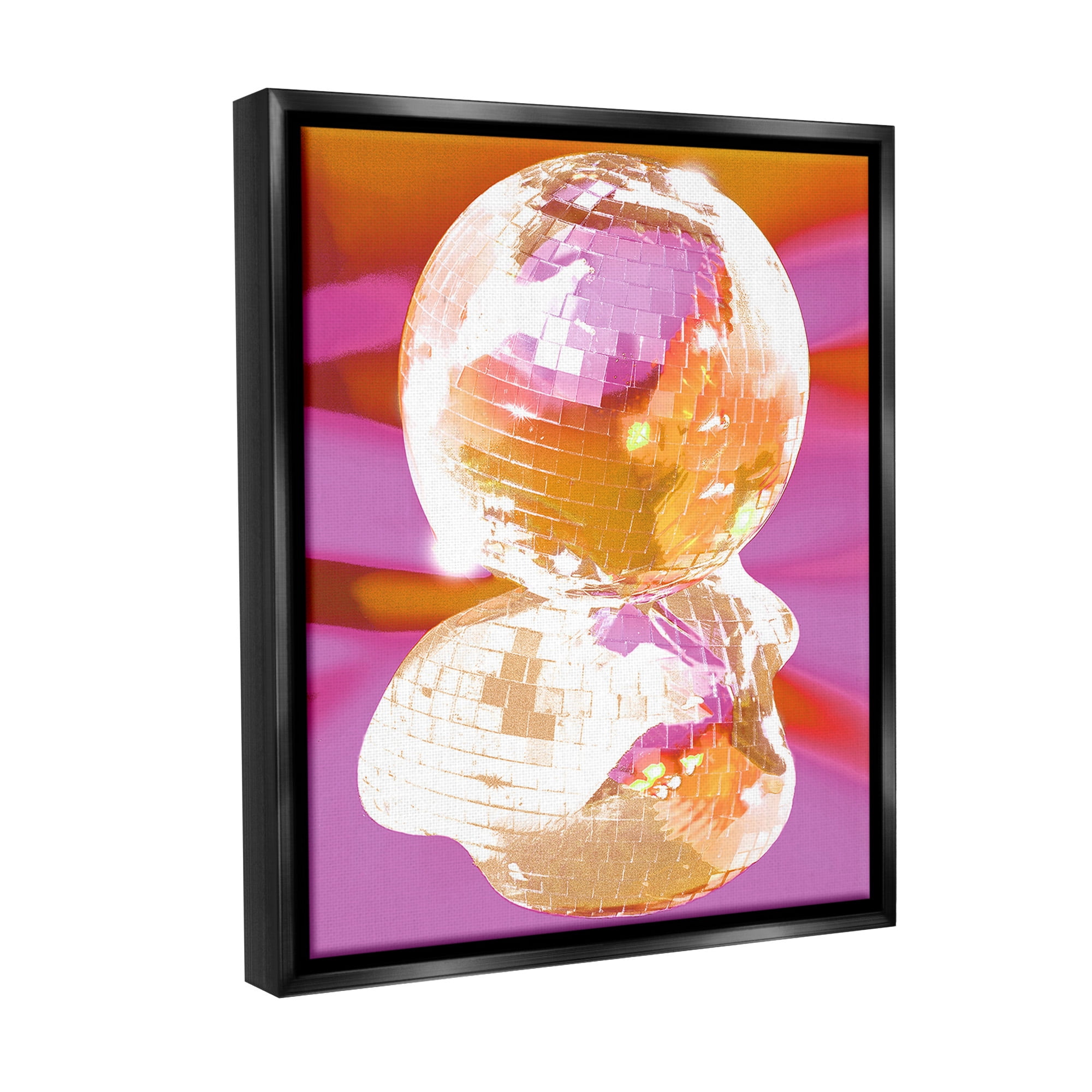 Stupell Industries Groovy Disco Abstraction Abstract Painting Black Floater Framed Canvas Art Print Wall Art, 17 x 21