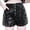 Black, variant on HUX Women's Sparkly Sequin Micro Shorts Women's Casual Sequined Elastic High Waist Comfy Summer Short Pants With Pocket Black M