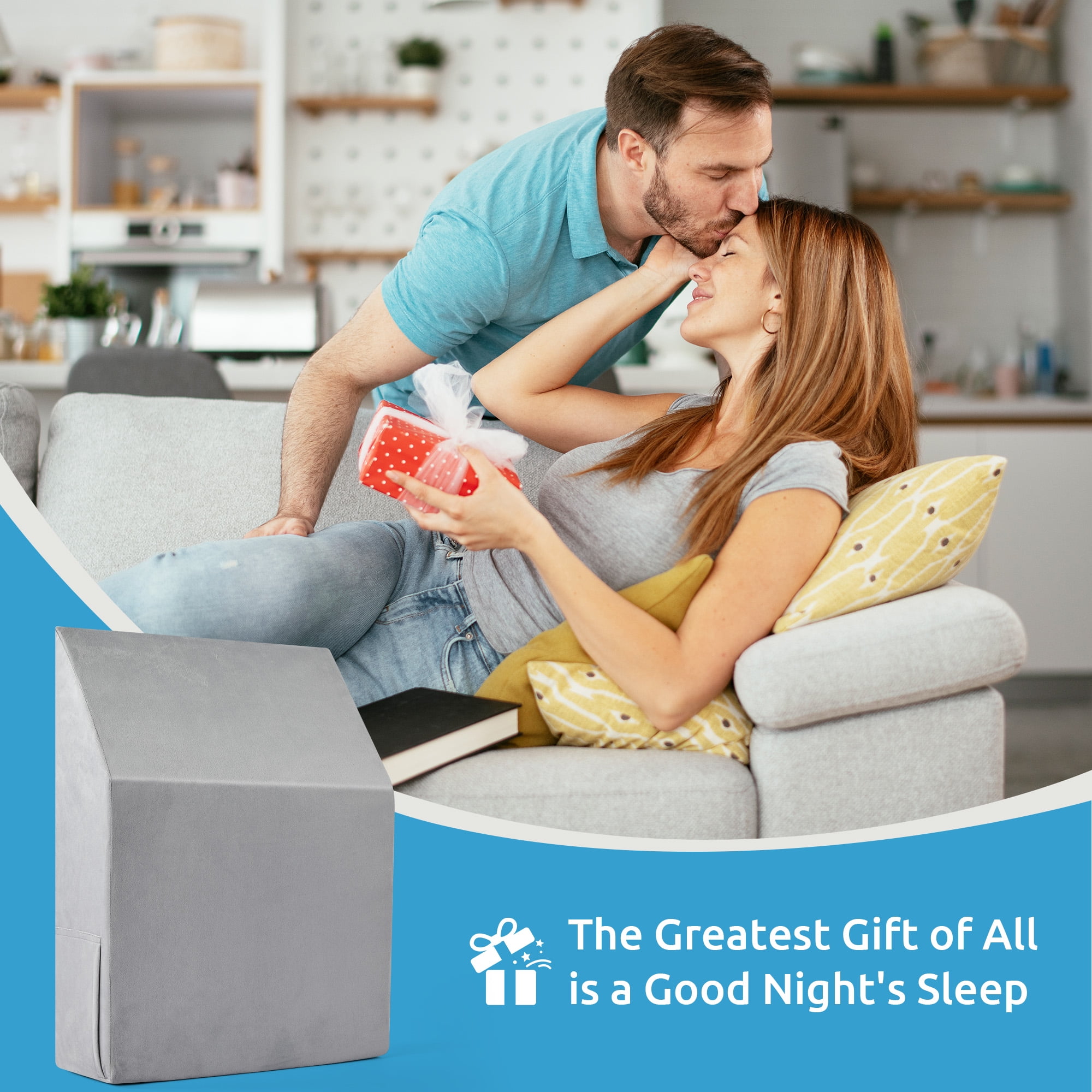 MOONORAH Wedge Pillows for after Surgery, Leg Pillow for Sleeping, Back Pain Relief, Blood Circulation, Knee Elevating Pillow, Grey, Flannelette