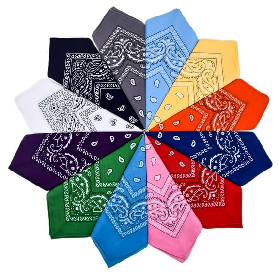 TELOLY 100% Combed Cotton Paisley Pattern Bandanas for Headband, Wrap, Wristband, Mask, Square Neck Hair Scarf