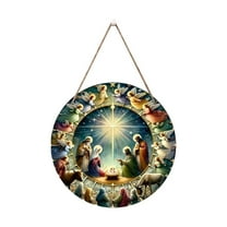 HomeDM Nativity Scene Ornaments 20cm/7.87" Xmas Pendant 2D Flat Acrylic Christmas Tree Hanging Ornaments for Holiday Party Window Decor Gifts for Women Men