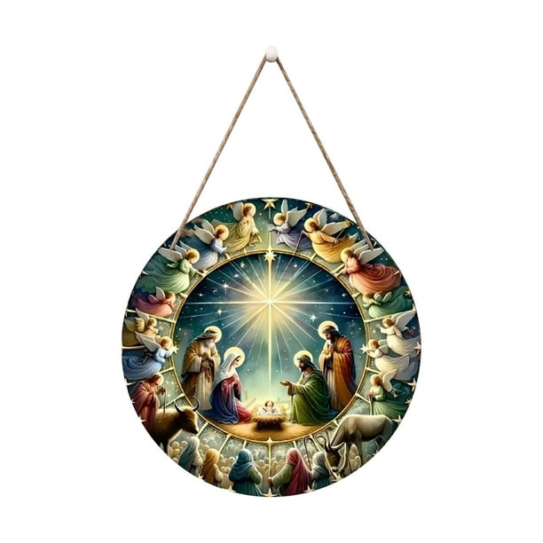 Decoraciones Del Árbol de Navidad 7.87 Pulgadas Decoración de la Escena de Navidad Conjunto de Decoración Del Árbol de Navidad, Decoración Colgante Del Nacimiento, Regalo Religioso Sagrado, Regalo de