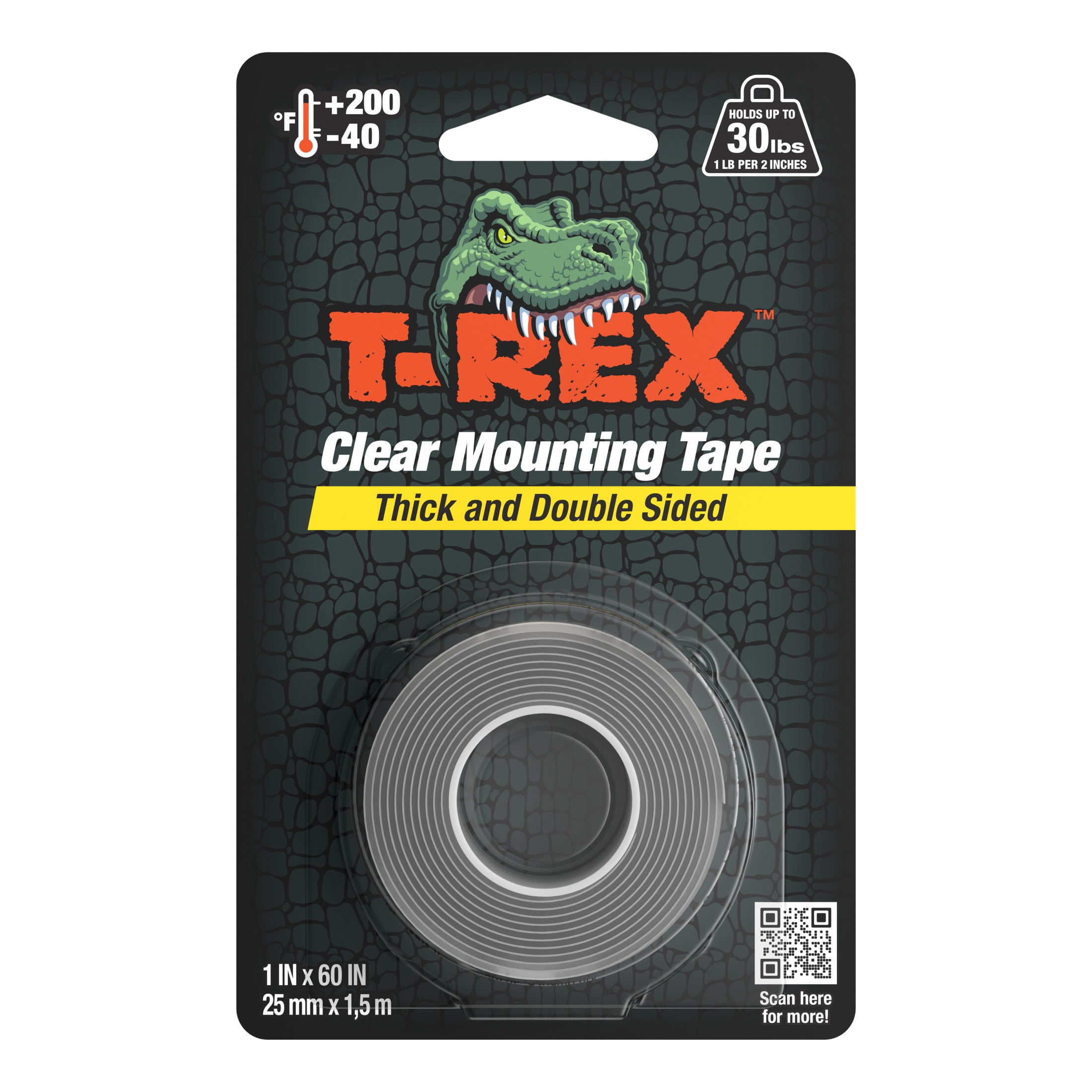 T-Rex Ferociously Strong 1 in. x 60 in. Clear Mounting Tape