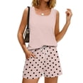 thumbnail image 5 of 2 Piece Sets for Women Summer Casual Womens Short Sets Beach Vacation Sleeveless Tank Top Square Neck Drawstring Polka Dots Travel Outfits Light pink XXXL, 5 of 8