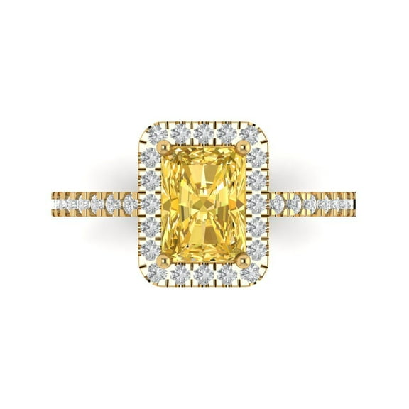 Halo Engagement Ring for Women - 1.86ct Natural Citrine in 18K Yellow Gold Promise Ring