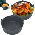 thumbnail image 1 of 2 Pcs Pot en Silicone pour Friteuse à Air Chaud avec Poignée Réutilisable Doublure Résistante à la Chaleur Moule à Pâtisserie en Silicone pour Friteuse Four Micro-Ondes, 1 of 10