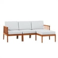 thumbnail image 3 of Walker Edison Modern 3-Piece Eucalyptus Outdoor Sectional Set, Brown, 3 of 6