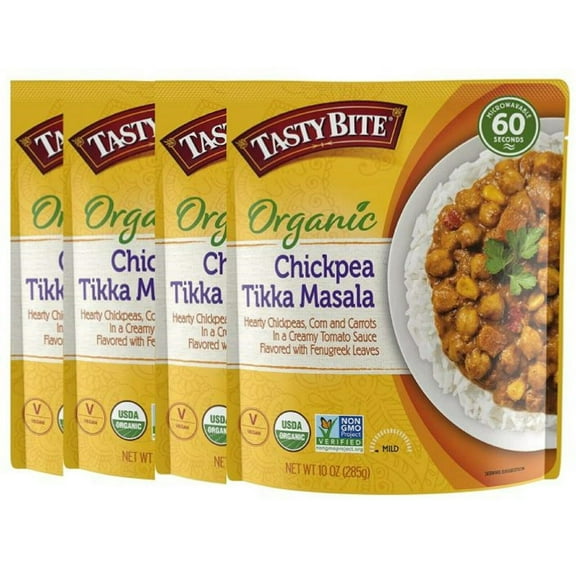 Tasty Bite Organic Chickpea Tikka Masala, ready to eat, vegan, 10 oz. Pack of 4