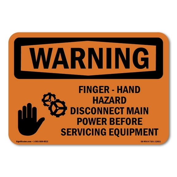 SignMission OS-WS-A-1824-L-12611 18 x 24 in. OSHA Warning Sign - Finger - Hand Hazard