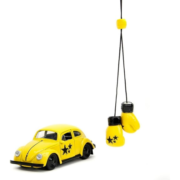 Punch Buggy 1:32 Scale 1959 Volkswagen Beetle Die-cast Car with Mini Gloves Accessory Yellow, Toys for Kids and Adults