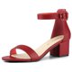 thumbnail image 1 of Sandalias De La Correa Del Tobillotacón Bajo Bloque Punta Abierta Para Mujer - Rojo/US 8.5, EU 40, 1 of 7