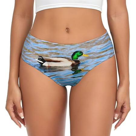 Womens Underwear - Mallard Duck Swimming In A River No Show Seamless Underwear for Women  Soft Stretch Sexy Women s Panties  Cute Hipster Ladies Panties Bikini Underwear Briefs
