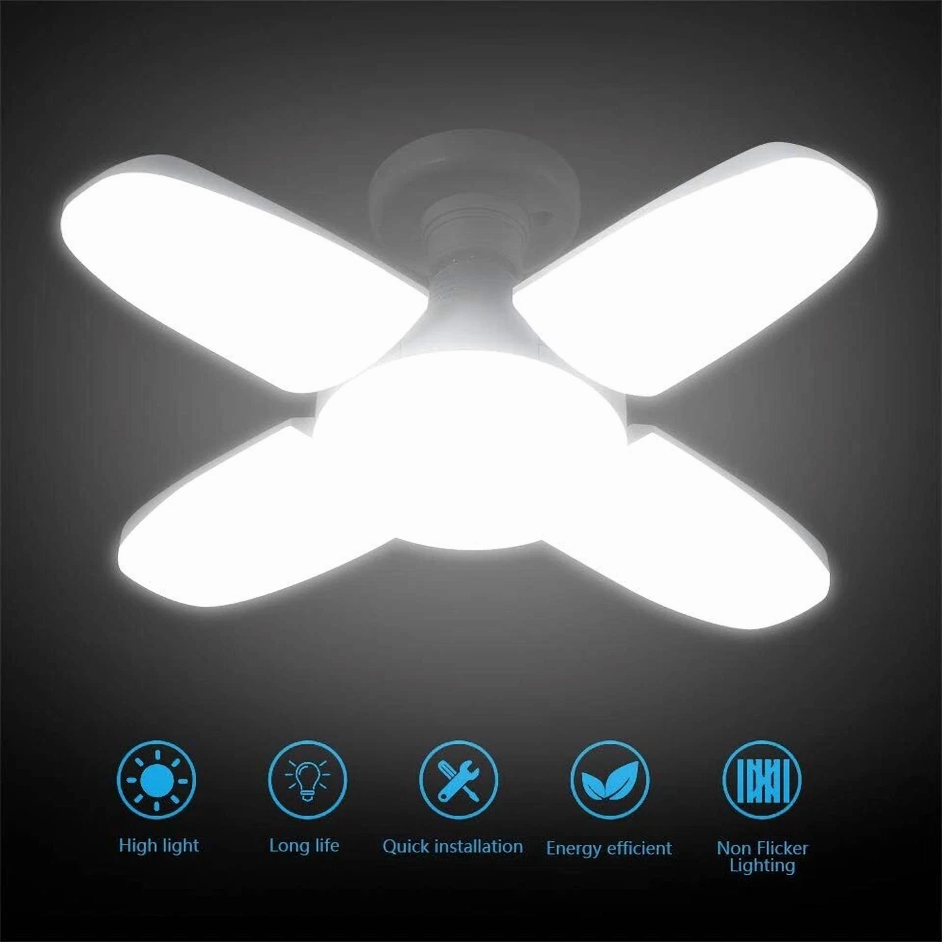 E27 Led Garage Light 28W Deformable Lighting Fixture 6500K For Workshop Basement