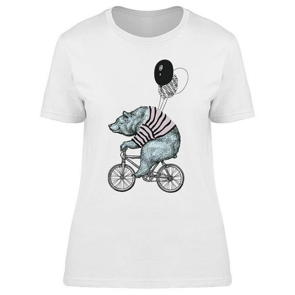 Bear Riding A Bicycle  T-Shirt Women -Image by Shutterstock, Female x-Large