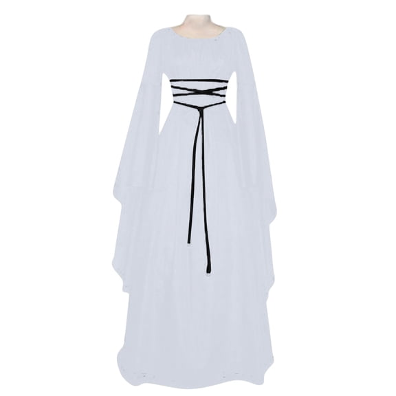Women's Halloween Costume Dress, Long Sleeve Crew Neck Dress with Waist Belt, Asymmetrical Hem Casual Party Outfit for Halloween Cosplay and Themed Events