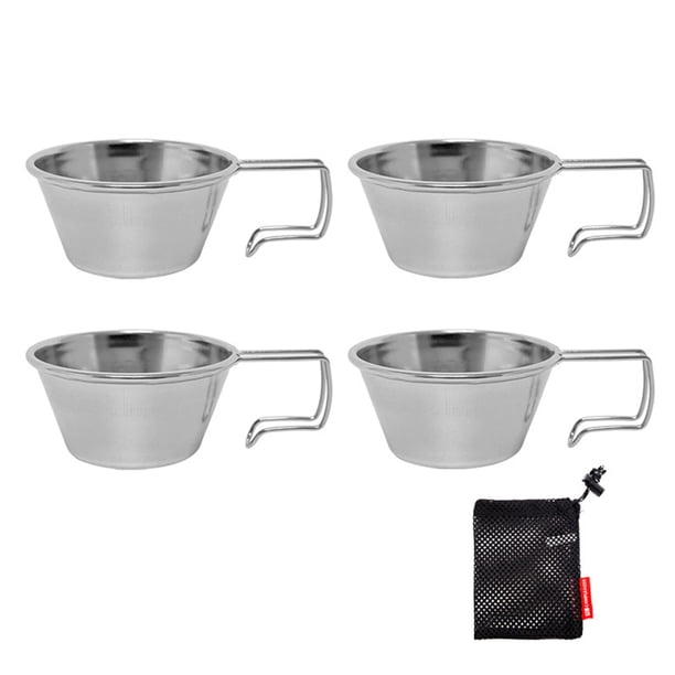 Mini tazas de 4 piezas con bolsa de malla Tazas de acero inoxidable de 50 ml CAMPLEADER Taza