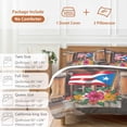 thumbnail image 6 of 3 Piece Puerto Rico Flag Duvet Cover Set Queen Size,Microfiber Comforter/Quilt Cover with Corner Ties and 2 Pillowcases,Farmhouse Retro Flowers American Flags All Season Bedding with Zipper Closure, 6 of 8