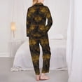 thumbnail image 3 of KLL Gold Dragonfly Mandala Print Women's Long Sleeve Pajamas with Pants Sleepwear Loungewear 2 Set-Large, 3 of 8