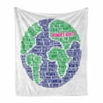 thumbnail image 1 of Feminist Soft Flannel Fleece Blanket, Gender Equality and Womens Right All over the World Theme Globe Shape, Cozy Plush for Indoor and Outdoor Use, 60" x 80", Indigo Fern Green Pink, by Ambesonne, 1 of 6