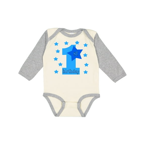 Inktastic 1st Birthday Boy Stars Boys Long Sleeve Baby Bodysuit