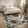 thumbnail image 3 of ODIKA 8'x10' Washable Area Rug Vintage Garden Blooms Central Focus Ornate Foliage Accent Frame for King Size Bedroom Under Bed, Master Suite, Non-Shedding, Easy Care, 3 of 7