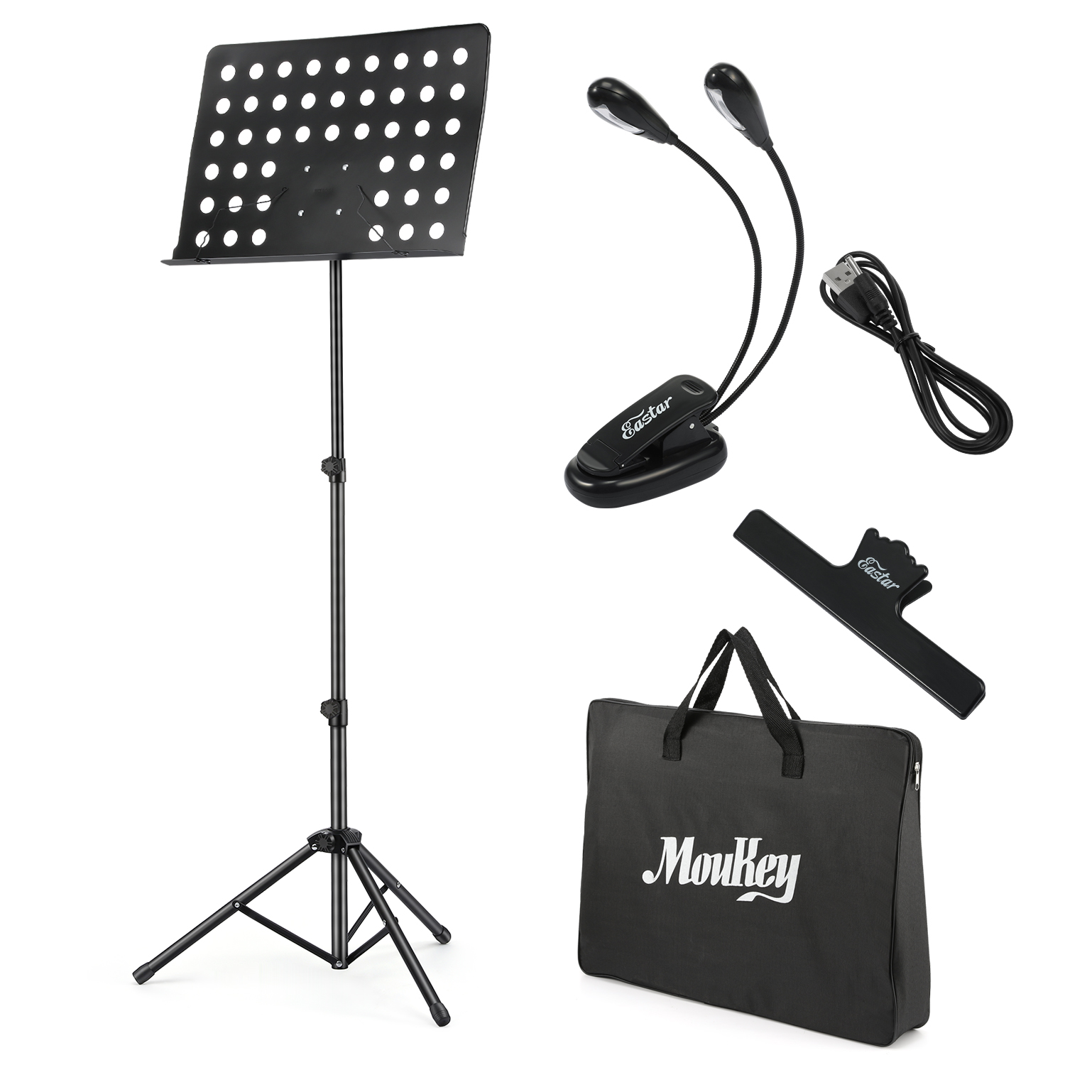 Moukey MMS2 Metal Adjustable Sheet Music Stand Portable With Music