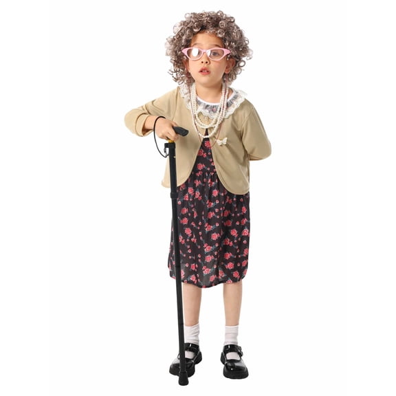 HNMKIU Halloween Clothes Grandparents Outfit For Kids Role Play School Day Performance World Book Party Dress Halloween Stage Show ,S
