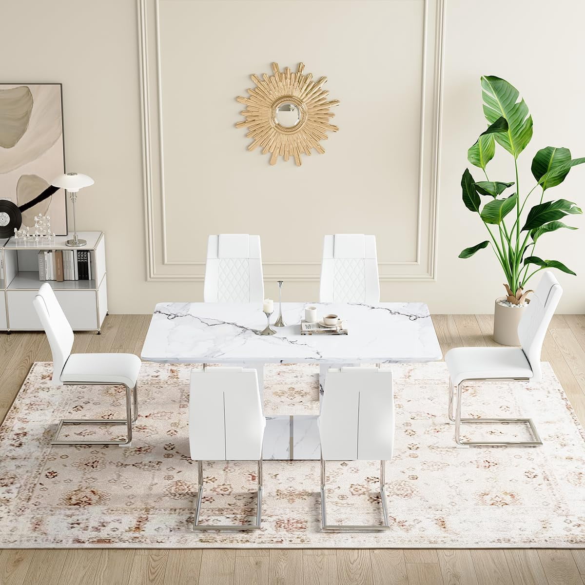 Table+6 White Chairs(Upgraded Version)