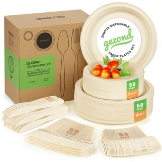  KTCNMER Compostable Party Paper Plates Set -[300 Pcs] 10 inch&8  inch Square Brown Paper Plates Heavy Duty, Utensils and Napkins - Eco  Friendly Disposable Plates for Party : Health & Household