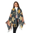 thumbnail image 3 of FORMRS Womens Scarf Winter Soft Long Big Warm Shawls Wrap Tassel Scarves, Black Mushroom Pattern, 3 of 9
