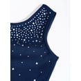 thumbnail image 6 of YONGHS Kids Girls Rhinestone One Shoulder Wide Leg Bell Bottom Jumpsuit Flare Pants Romper Navy Blue 16, 6 of 7