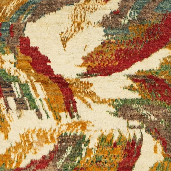 Ahgly Company Machine Washable Indoor Square Abstract Yellow Area Rugs, 3' Square