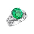 thumbnail image 3 of RYLOS Bagues pour Femmes Bague en or Blanc 14K Pierre Précieuse 12X10MM et Diamants Superbe Bague pour Doigt du Milieu Ou Index Mai Émeraude Taille 10.5, 3 of 7