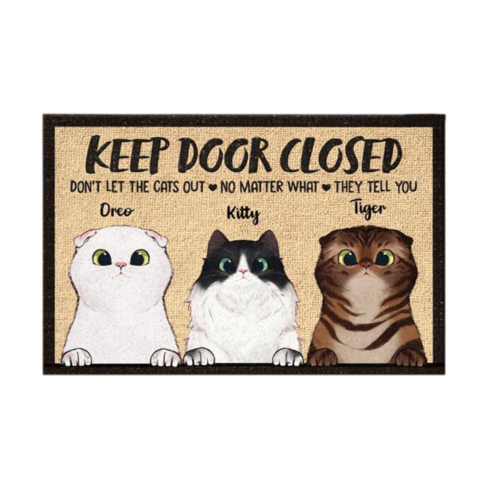Funny Door Mat Funny Personalized Cat Doormat Personalized Gifts Closing Gift Keep Door Closed Home Decor Don't Let The Cats Out