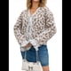 thumbnail image 3 of Suéter de Leopardo Peludo para Mujer, Cárdigan de Larga con Cordones, Tejido A Crochet, Larga Gris XL, 3 of 10