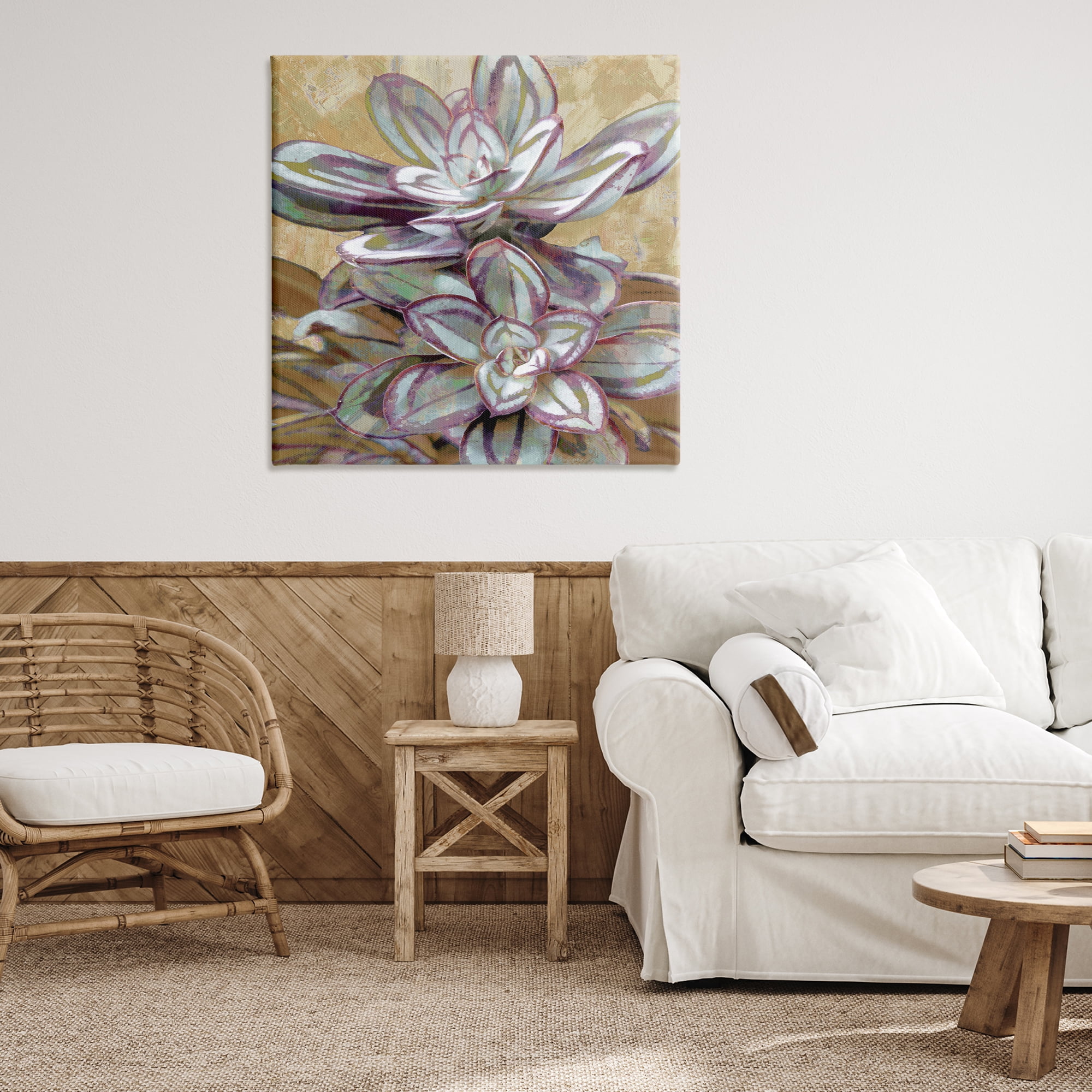 Stupell Industries Rustic Desert Succulents Plants & Flowers Painting Wrapped Canvas Art Print Wall Art, 36 x 36