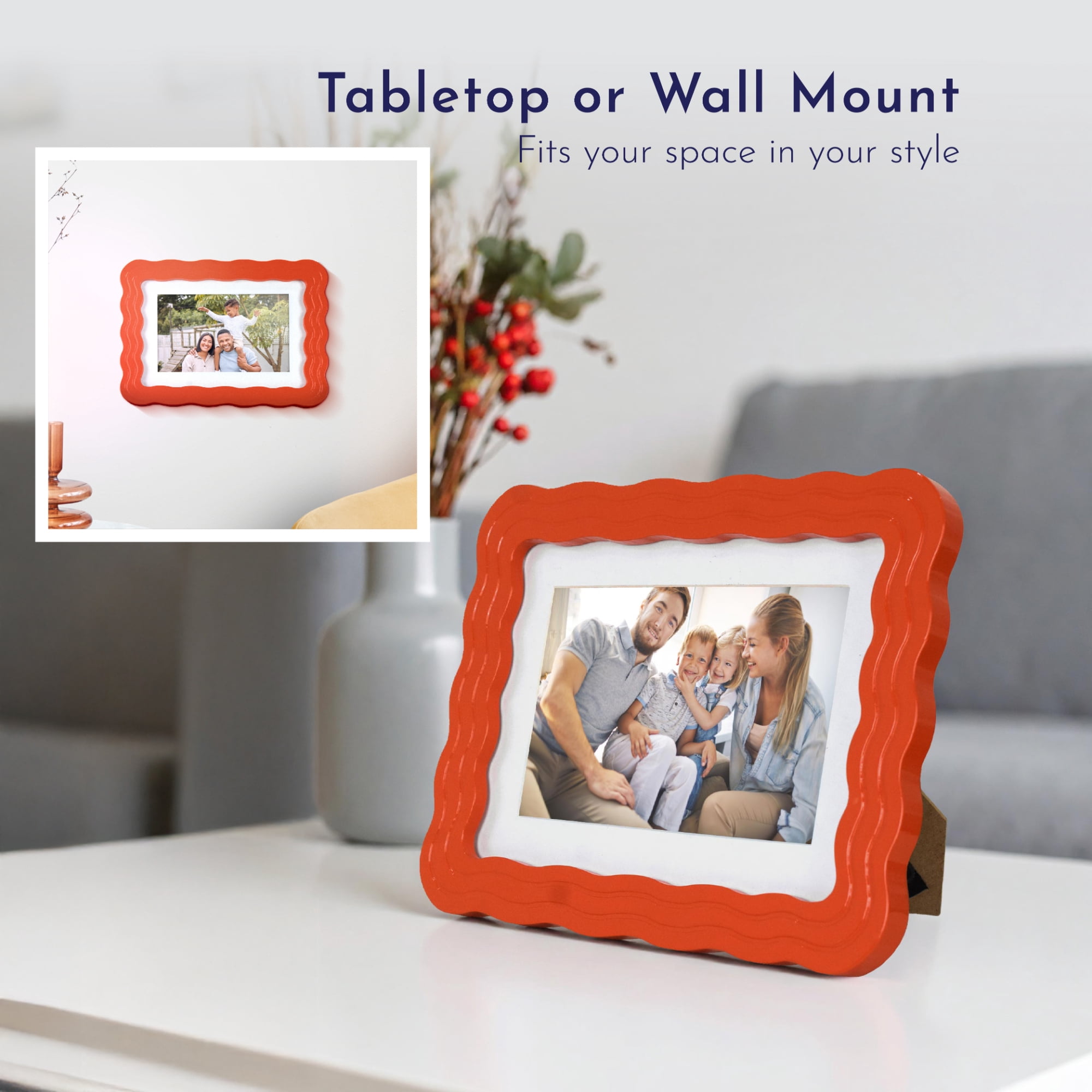 Mainstays by Becky G. & Alejandra 4" x 6" or 5" x 7" Wavy Photo Frame, Mandarin Orange