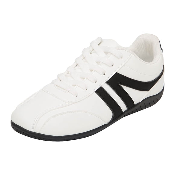 DXOUPM Women's Platform Sneakers Leather Lace Up Casual Shoes Comfortable Athletic Shoes