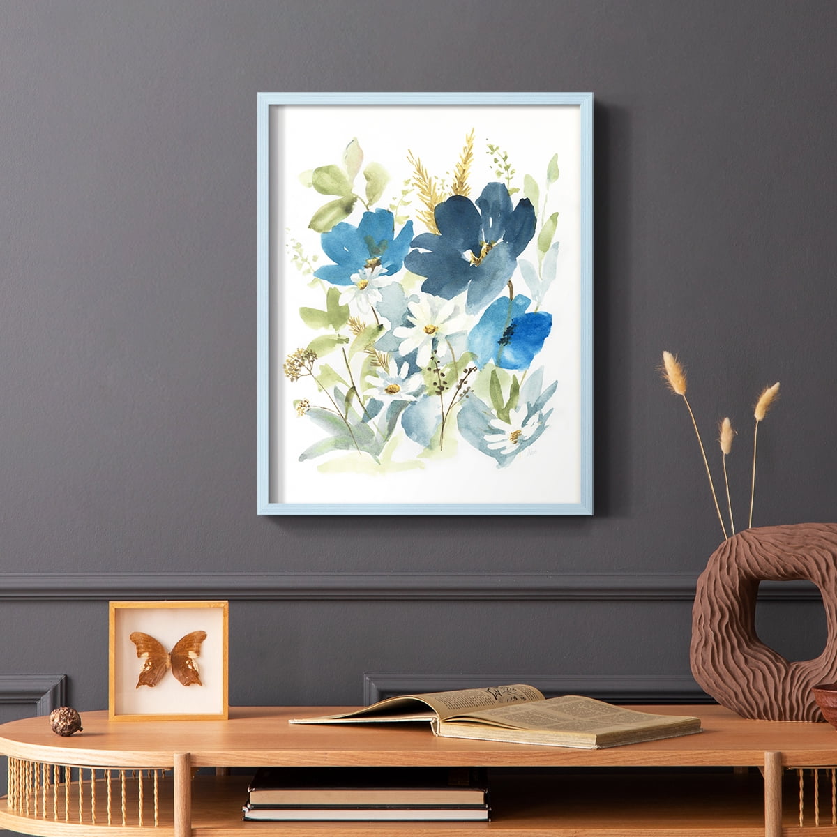 Wild Medley II Framed Print in Blue Solid Wood 8 x 10 Framed Print