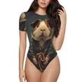 thumbnail image 1 of Saiise Combinaison Courte à Manches Courtes pour Femmes Motif Cochon d'Inde Feuille de Lotus Ciel Étoilé Col Rond Pyjama Justaucorps Extensible avec Fermeture à Boutons-Pression-Xx-Grand, 1 of 7